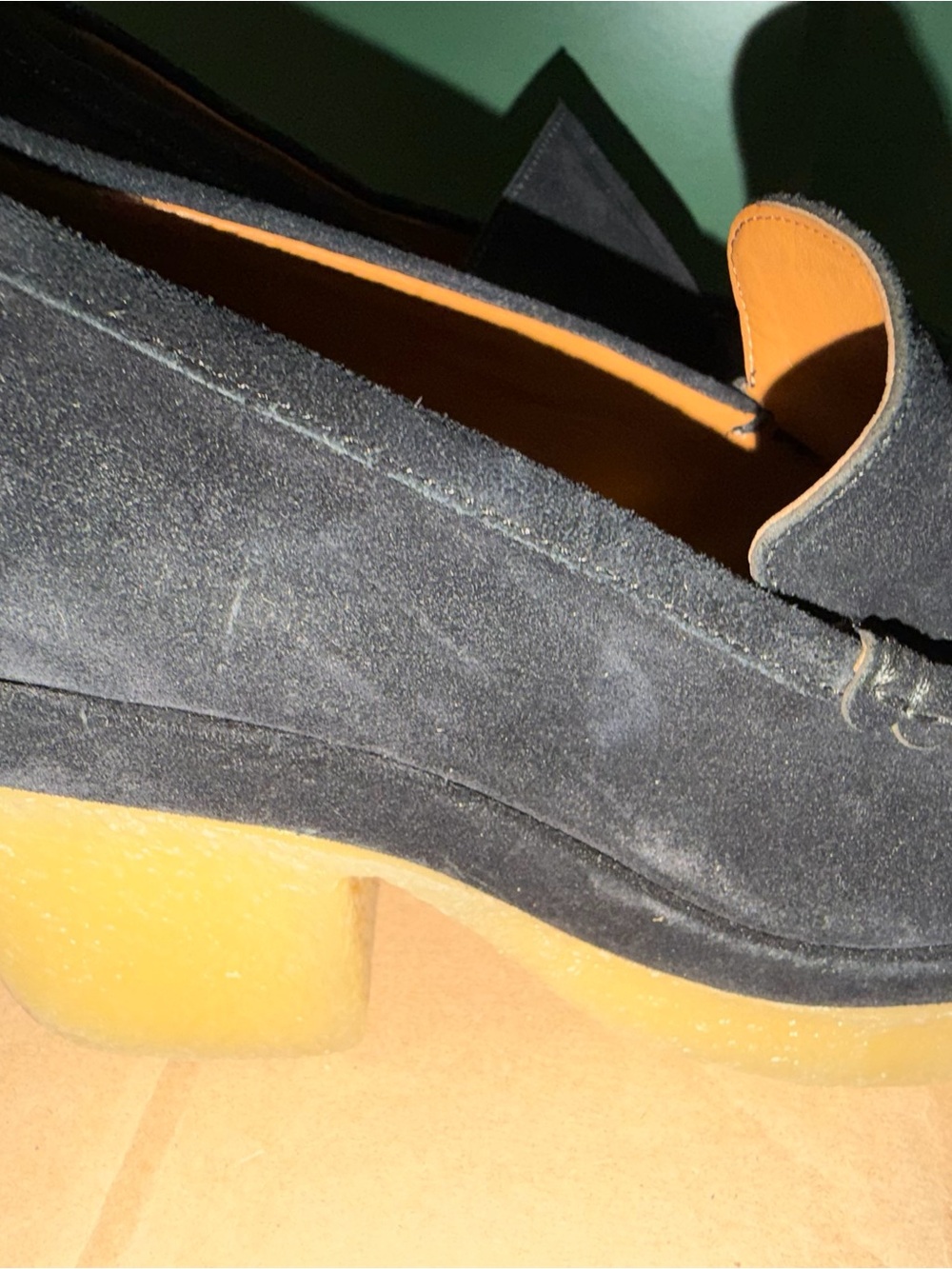 Marc Fisher Black Suede Loafer with Gum Sole 8.5M